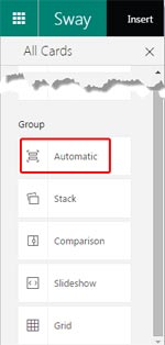 Automatic Group Cards in Microsoft Sway