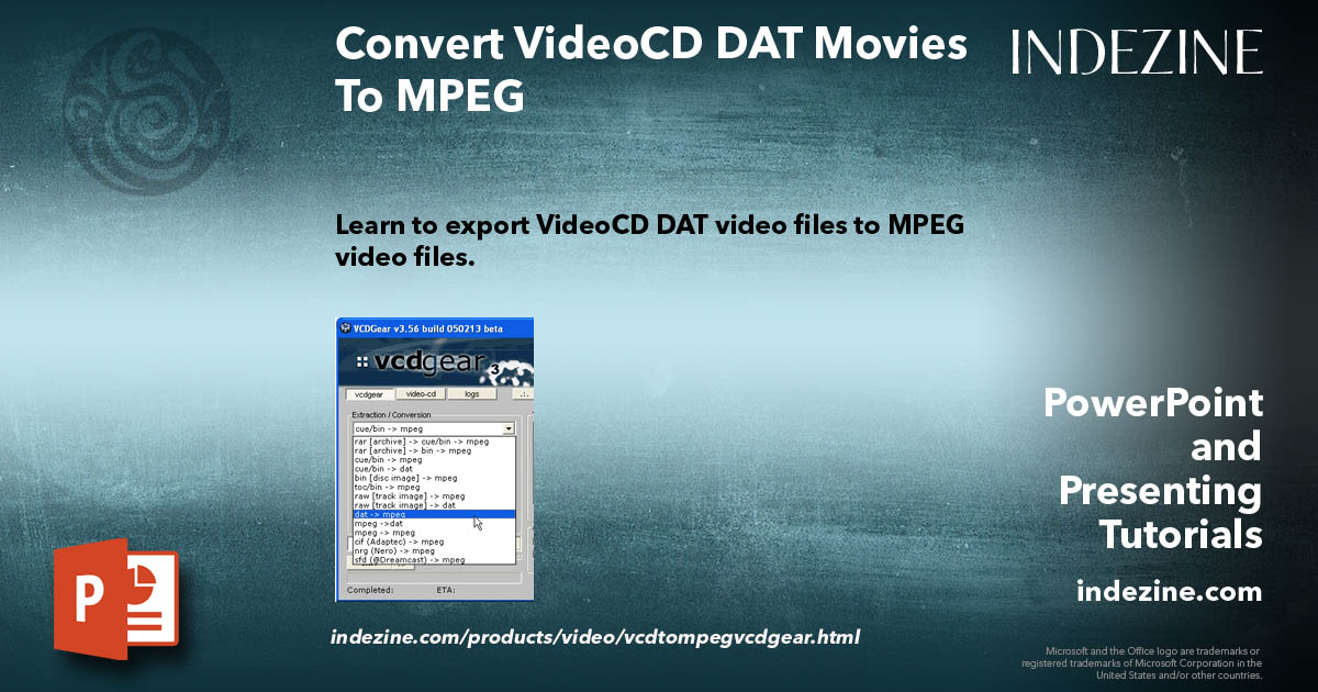 Convert VideoCD DAT Movies To MPEG